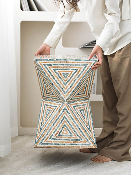 Modern Small End Table, Contemporary Small Sofa Side Table, Unique Shell Small Side Table, Portable Casual Side Table, Creative Coffee Table-Grace Painting Crafts