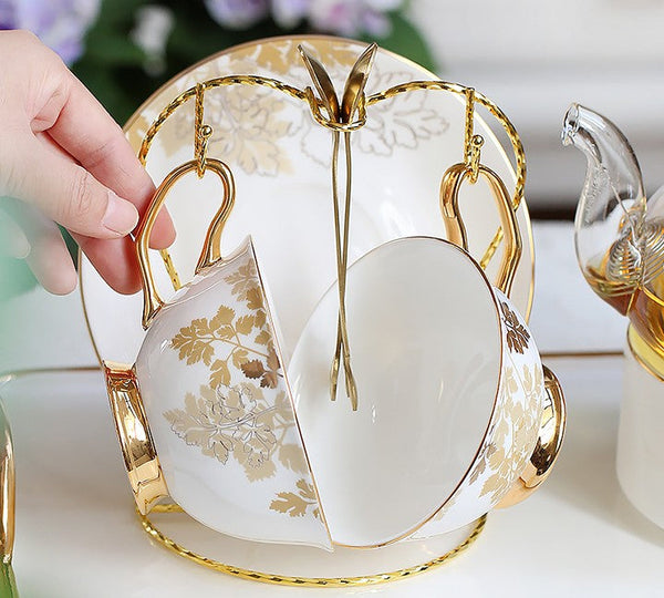 Beautiful British Tea Cups, Traditional English Tea Cups and Saucers, Bone China Porcelain Tea Cup Set, Elegant Ceramic Coffee Cups-Grace Painting Crafts