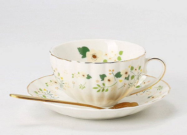 Unique Ceramic Coffee Cups, Creative Porcelain Tea Cup Saucer Set, Traditional English Tea Cup and Saucer, Afternoon British Tea Cups-Grace Painting Crafts