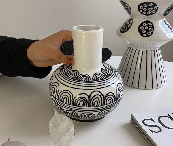 Geometric Porcelain Flower Vases, Handmade Water Holding Flower Vases, Ceramic Bud Vases, Small Flower Vases on Table-Grace Painting Crafts