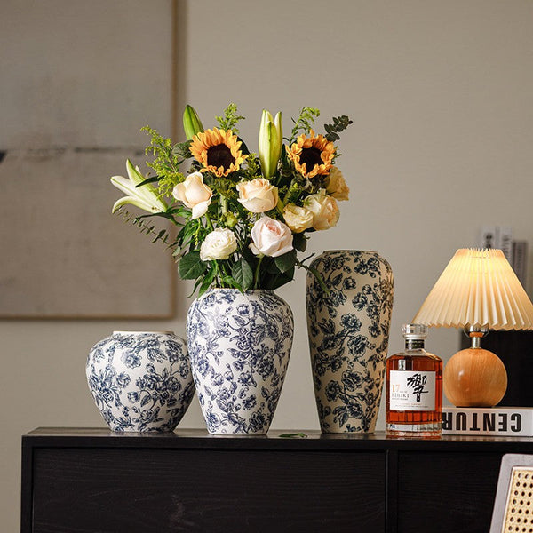 Porcelain Flower Vases, Modern Ceramic Bouquet Vases, Centerpiece on Dining Table, Flower Vase on Table, Handmade Water Holding Flower Vases-Grace Painting Crafts