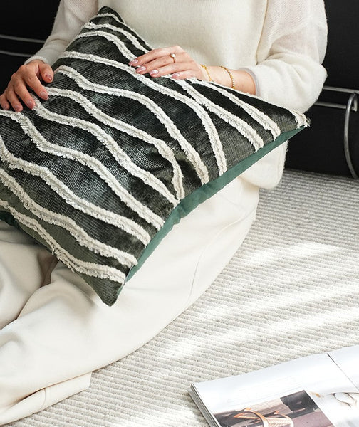 Large Simple Throw Pillow for Bedroom, Contemporary Pillows, Abstract Decorative Throw Pillows, Green Square Modern Throw Pillows for Couch-Grace Painting Crafts