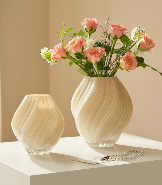 Mid Century Vases for Flowers, Modern Vases for Living Room, Handmade Contemporary Glass Vases, Unique Decorative Glass Vase, Centerpiece Vases on Table-Grace Painting Crafts