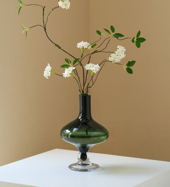 Modern Glass Vase for Flowers, Decorative Glass Vase, Mid Century Glass Vases, Handmade Modern Vases for Bedroom, Centerpiece Contemporary Vases on Table-Grace Painting Crafts
