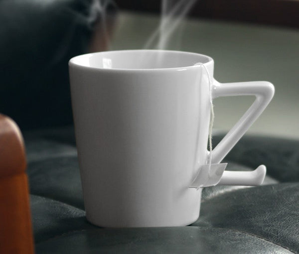 Modern Handmade Pottery Coffee Cup, Creative White Ceramic Coffee Mugs, Large Unique Tea Cup, Large Capacity Coffee Cups-Grace Painting Crafts