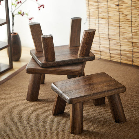 Dining Table Stool, Shoe-changing Stool, Solid Wood low Stool, Paulownia Wood Stool, Children's Wooden Stool, Sofa Stool-Grace Painting Crafts