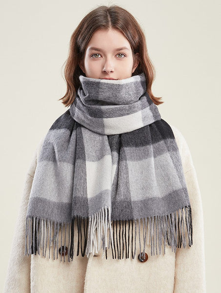 Soft Wool Scarf for women, Wool Scarf for Women, Plaid Winter Shawl, Christmas Holiday Gift, Evening Wrap, Large Winter Shawl, Elegant Shawl, Warm Cape, Winter Scarves-Grace Painting Crafts