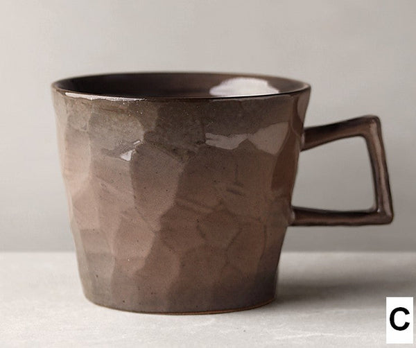 Modern Handmade Pottery Coffee Cup, Creative Brown White Black Blue Ceramic Coffee Mugs, Large Unique Tea Cup, Large Capacity Coffee Cups-Grace Painting Crafts