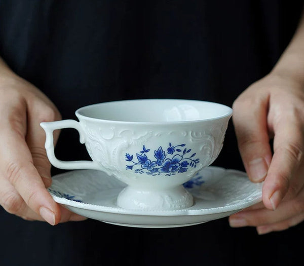 Porcelain Coffee Saucer, Traditional Ceramic Tea Cup with Saucer, Afternoon Tea Saucer Set, Coffee Gift Box Set, Vintage Tea Cup Set, Modern Ceramic Cup-Grace Painting Crafts