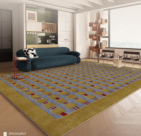 Mid Century Modern Rugs for Living Room, Vintage Area Rugs for Bedroom, Large Contemporary Area Rugs for Dining Room-Grace Painting Crafts