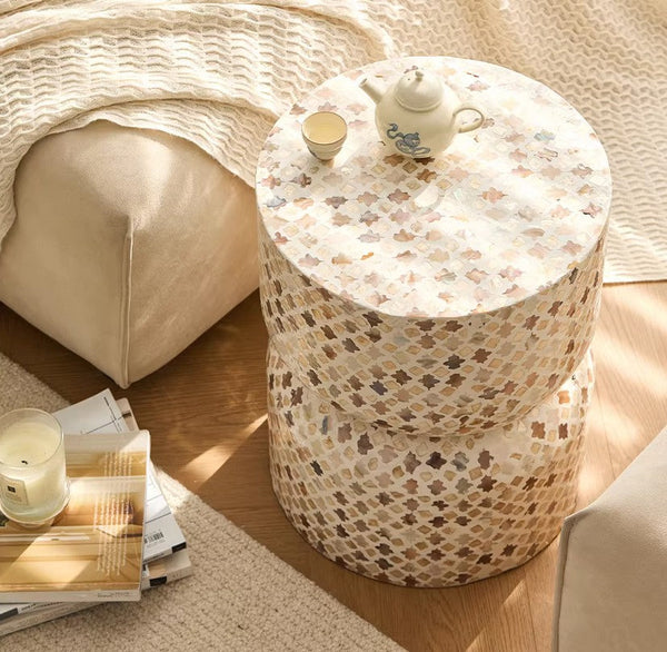 Elegant Small End Table, Modern Side Table, Contemporary Bedside Table, Bedside Small Side Table, Creative Coffee Table, Contemporary Side Table, Portable Casual Side Table, Shell Small Sofa Side Table-Grace Painting Crafts