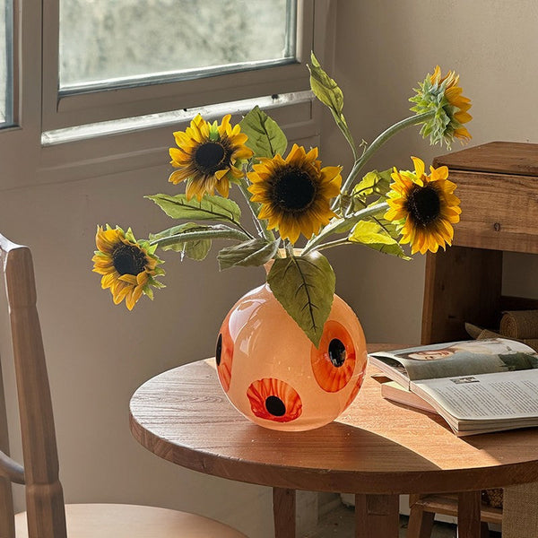 Glass Bud Vases, Handmade Vintage Glass Flower Vases, Water Holding Flower Vases, Flower Vases on Table-Grace Painting Crafts