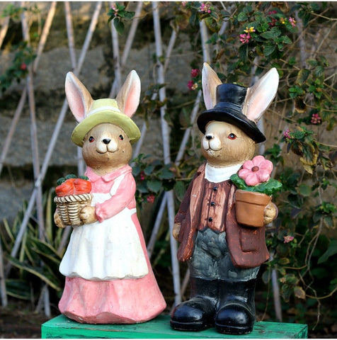 Garden Animal Sculpture Rabbit Statues, Garden Decor Ideas, Animal Statue for Garden Ornament, Villa Courtyard Decor, Outdoor Garden Decoration-Grace Painting Crafts
