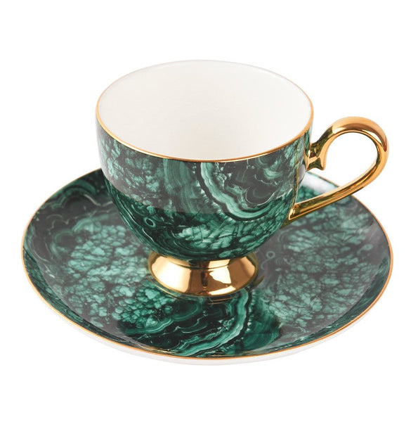 Beautiful British Green Tea Cups, Unique Porcelain Cup and Saucer, Royal Ceramic Coffee Cups, Creative Bone China Porcelain Tea Cup Set-Grace Painting Crafts