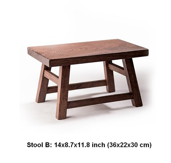 Shoe-changing Stool, Solid Wood low Stool, Wenge Wood Stool, Children's Wooden Stool, Sofa Stool, Dining Table Stool-Grace Painting Crafts