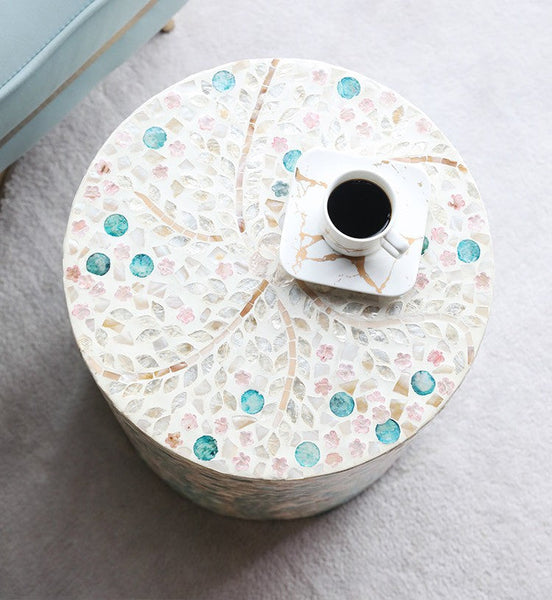Contemporary Small Sofa Side Table, Portable Casual Side Table, Creative Coffee Table, Shell Small Side Table, Unique Small End Table-Grace Painting Crafts