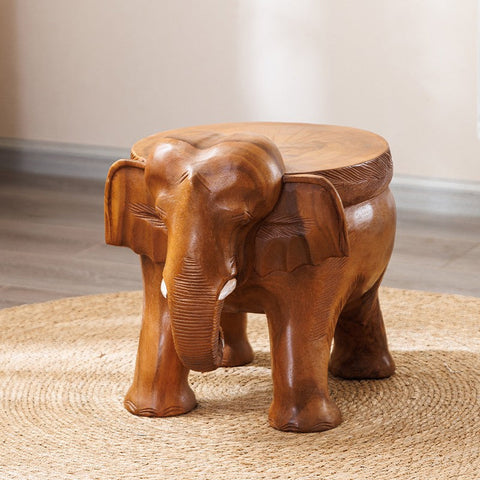 Dining Table Stool, Handmade Solid Wood low Stool, Elephant Wooden Stool, Elephant Sofa Stool, Creative Shoe-changing Stool-Grace Painting Crafts