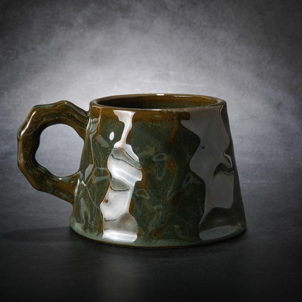 Large Capacity Coffee Cups, Large Tea Cup, Large Pottery Coffee Cup, White Ceramic Coffee Mug, Black Coffee Cup-Grace Painting Crafts