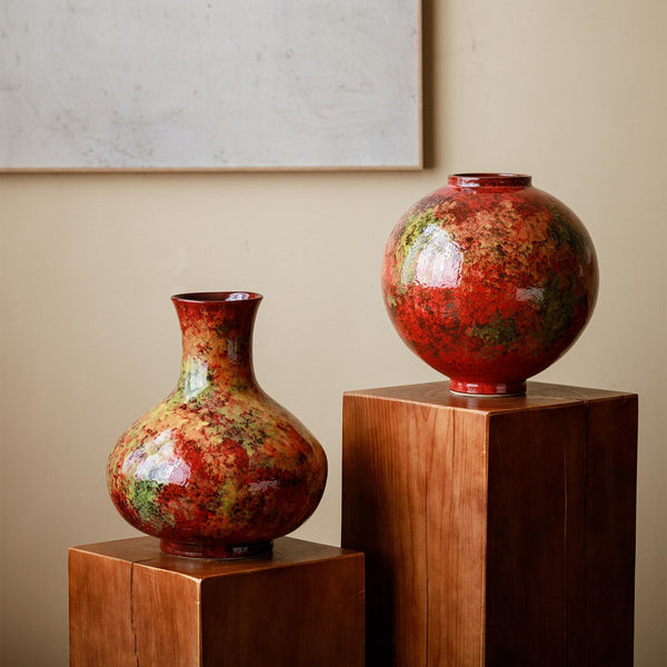 Large Pottery Flower Vases, Handmade Water Holding Flower Vases, Modern Bouquet Flower Vases, Centerpiece on Dining Table, Flower Vase on Table-Grace Painting Crafts