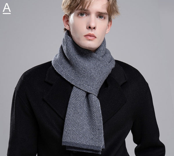 Thick Wool Scarf, Business Wool Scarf for Gentleman, Men's Winter Scarf, Formal Men Scarf Styles, Black Gray Fashion Scarf, Red Casual Scarf Men, Men's Wool Scarf Winter-Grace Painting Crafts