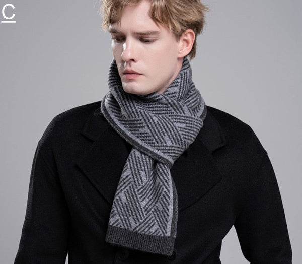 Gray Wool Scarf for Gentleman, Red Thick Wool Scarf, Business Formal Men Scarf Styles, Men's Winter Scarf, Casual Scarf Men, Men's Wool Scarf Winter, Fashion Scarf-Grace Painting Crafts