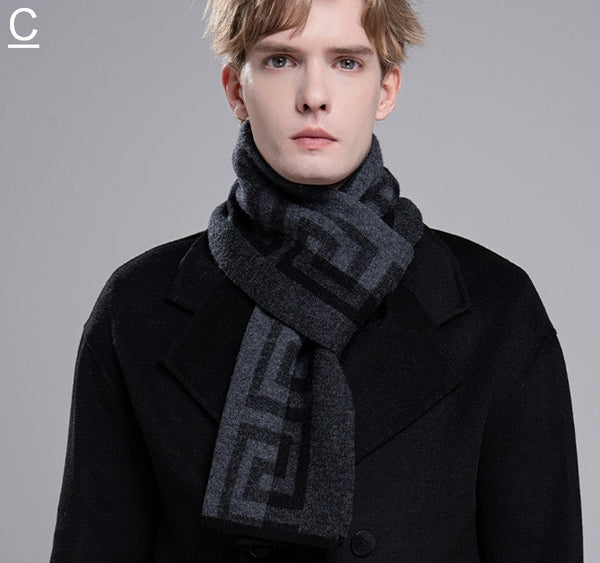 Gray Thick Wool Scarf, Black Business Formal Men Scarf Styles, Wool Scarf for Gentleman, Men's Winter Scarf, Casual Scarf Men, Men's Wool Scarf Winter, Red Fashion Scarf-Grace Painting Crafts