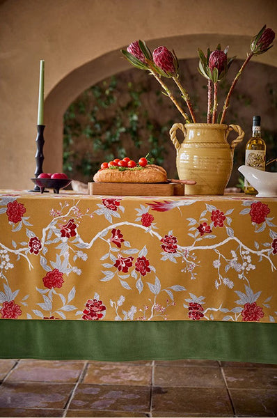 Farmhouse Table Cloth, Dining Room Flower Table Cloths, Large Square Tablecloth for Round Table, Extra Large Rectangular Table Covers for Kitchen-Grace Painting Crafts