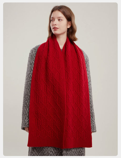 Cold Weather Scarf, Casual Scarf for Women, Fashion Designer Scarf, Red Winter Scarf, Modern Wool Scarf for Women, Soft Cashmere Scarf for Women-Grace Painting Crafts
