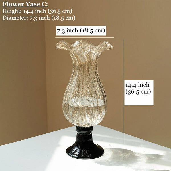 Contemporary Glass Vases, Mid Century Vases for Flowers, Handmade Modern Vases for Living Room, Unique Decorative Glass Vase, Centerpiece Vases on Table-Grace Painting Crafts