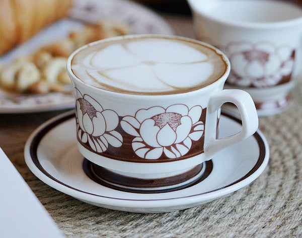 Elegant Ceramic Coffee Cups, Flower Porcelain Tea Cup Saucer Set, Beautiful British Tea Cups, Traditional English Tea Cup and Saucer-Grace Painting Crafts