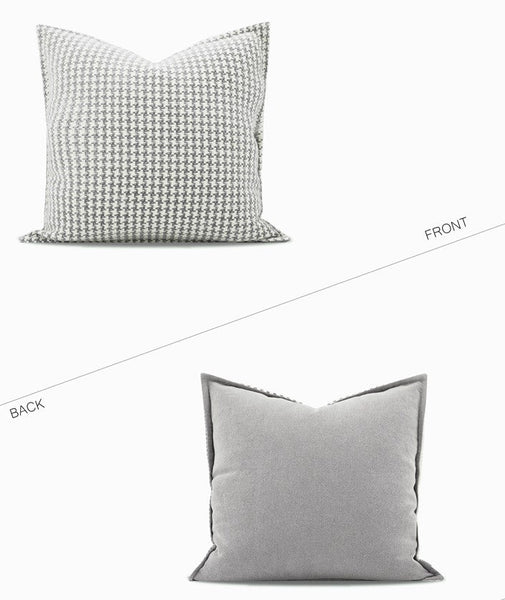 Gray Chequer Modern Sofa Pillows, Large Decorative Throw Pillows, Contemporary Square Modern Throw Pillows for Couch, Abstract Throw Pillow for Interior Design-Grace Painting Crafts