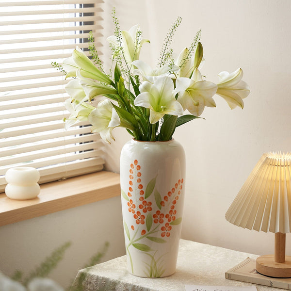 Porcelain Flower Vases, Large Flower Vases on Table, Dining Table Centerpiece, Ceramic Bouquet Vases, Handmade Water Holding Flower Vase-Grace Painting Crafts