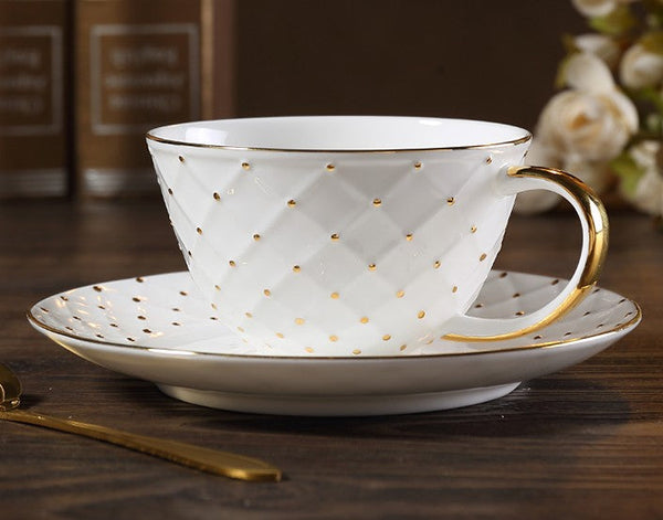 Elegant Ceramic Tea Cups, 6.8 oz Tea Cup and Saucer in Gift Box as Birthday Gift, Beautiful British Tea Cups, Creative Porcelain Tea Cup Set-Grace Painting Crafts