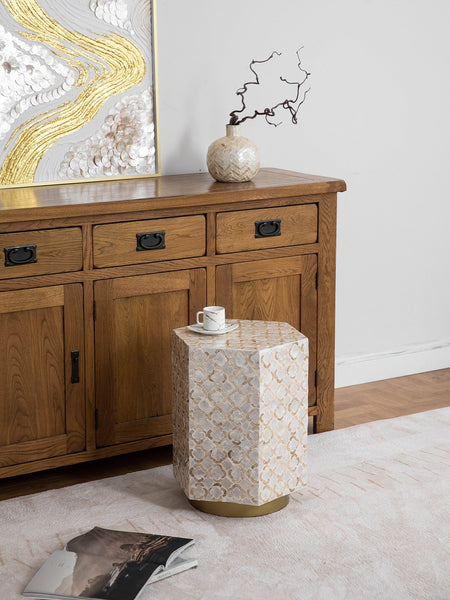 Portable Casual Side Table, Creative Coffee Table, Contemporary Small Sofa Side Table, Shell Small Side Table, Unique Small End Table-Grace Painting Crafts