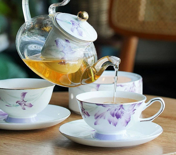 Elegant Coffee Cup, Porcelain Coffee Cup, Ceramic Tea Cup Set, Luxury Tea Cup with Saucer, Porcelain Tea cups, British Tea Cup Set, Afternoon Tea Cup with Saucer Set-Grace Painting Crafts