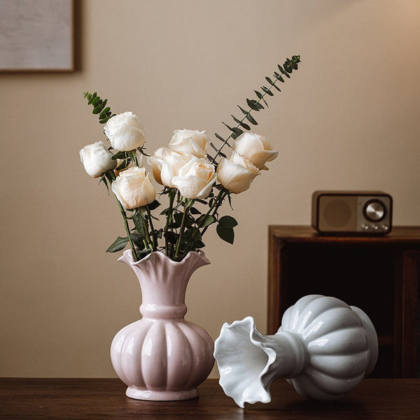 Handmade Water Holding Flower Vase, Ceramic Bud Vases, Small Flower Vases on Table, Rustic Porcelain Flower Vases-Grace Painting Crafts