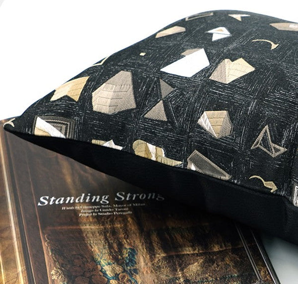 Abstract Black Decorative Throw Pillows, Geomeric Contemporary Square Modern Throw Pillows for Couch, Large Simple Throw Pillow for Interior Design-Grace Painting Crafts