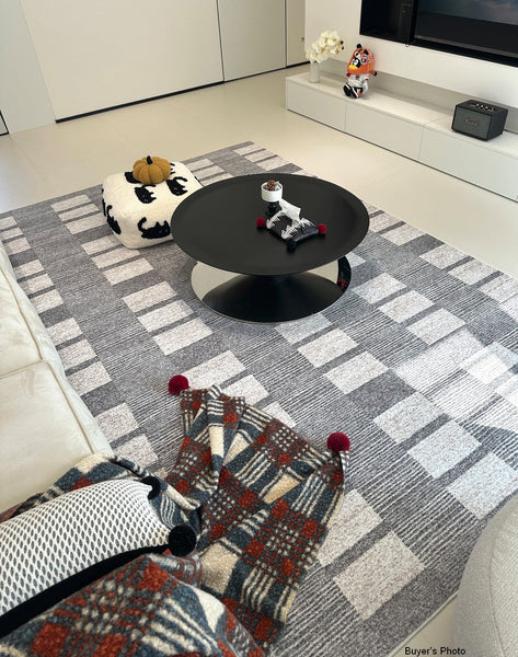 Dining Room Floor Rug, Large Gray Floor Rugs for Living Room, Modern Floor Rugs for Bedroom, Extra Large Geometric Modern Rugs for Office-Grace Painting Crafts