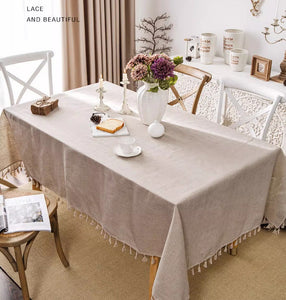 Simple Linen Rectangle Table Cover for Dining Room Table, Large Brown Tablecloth for Home Decoration, Modern Table Cloth, Square Tablecloth for Round Table-Grace Painting Crafts