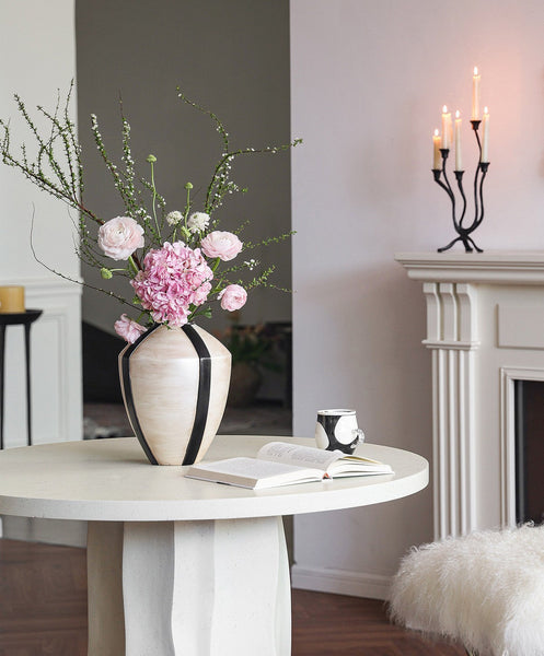 Centerpiece Ceramic Bouquet Vases, Porcelain Vases for Modern Home Decor, Large Contemporary Vases on Dining Table, Handmade Modern Flower Vase-Grace Painting Crafts