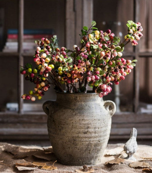 Cranberry Fruit Branch, Flower Arrangement Ideas for Living Room, Unique Artificial Flowers for Home Decoration, Spring Artificial Floral for Bedroom-Grace Painting Crafts