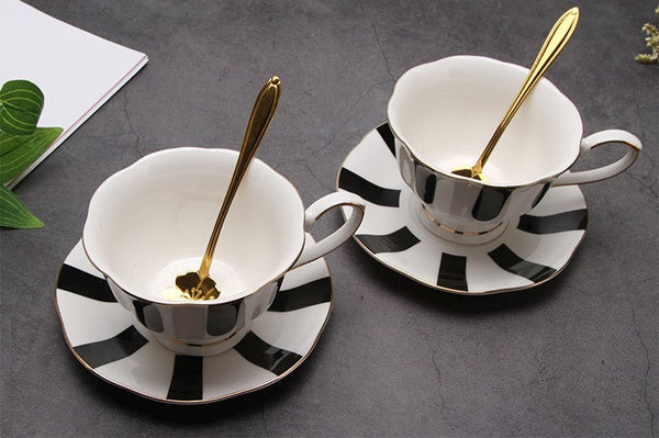 Unique Porcelain Cup and Saucer, Creative Ceramic Coffee Cups, Beautiful British Tea Cups, Creative Porcelain Tea Cup Set-Grace Painting Crafts