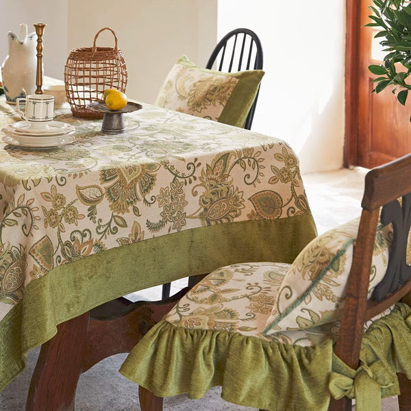 Long Rectangular Tablecloth for Round Table, Extra Large Modern Tablecloth Ideas for Dining Room Table, Green Flower Pattern Table Cover for Kitchen, Outdoor Picnic Tablecloth-Grace Painting Crafts