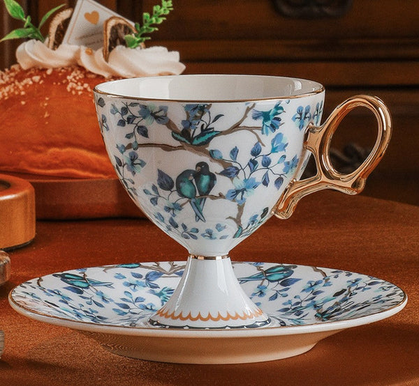 Ceramic Tea Cups and Saucers in Gift Box, British Tea Cup set, Elegant Ceramic Coffee Cups, Creative Porcelain Tea Cup Set and Saucer-Grace Painting Crafts