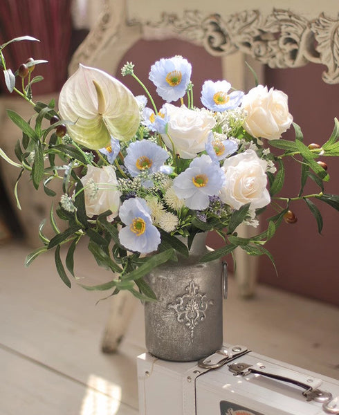 Large Bunch of Romantic Flowers, Table Centerpiece, Beautiful Spring Flower Arrangement for Home Decoration, Real Touch Artificial Floral for Living Room-Grace Painting Crafts