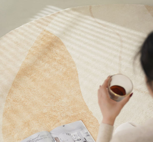 Contemporary Round Rugs Under Bed, Modern Round Carpets for Dining Room, Contemporary Round Rugs for Living Room, Hallway Floor Carpets-Grace Painting Crafts