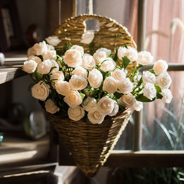 Flower Arrangement Ideas for Living Room, White Camellia Flowers, Modern Artificial Flowers for Home Decoration, Simple Artificial Floral for Bedroom-Grace Painting Crafts
