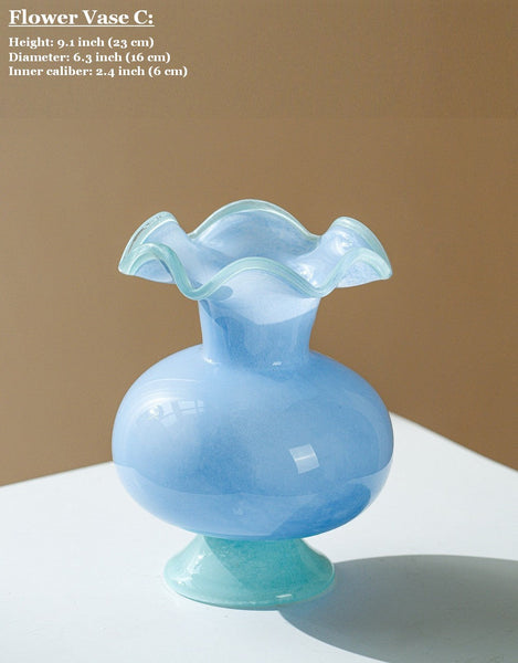 Unique Modern Glass Vase, Contemporary Vase for Modern Home Decor, Modern Glass Flower Vases, Handmade Liuli Vases, Centerpiece Vases on Table-Grace Painting Crafts