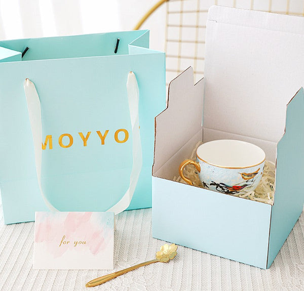 Elegant Ceramic Coffee Cups, Unique Bird Flower Tea Cups and Saucers in Gift Box as Birthday Gift, Beautiful British Tea Cups, Royal Bone China Porcelain Tea Cup Set-Grace Painting Crafts