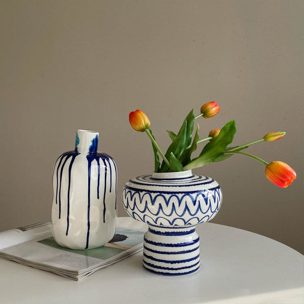 Handmade Water Holding Flower Vases, Modern Ceramic Flower Vases, Porcelain Bud Vases, Small Flower Vases on Table-Grace Painting Crafts
